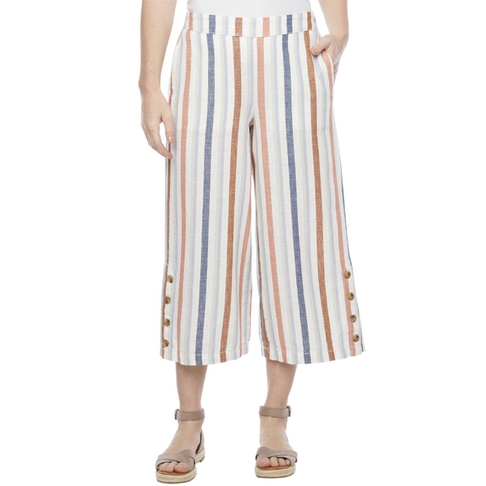 a.n.a Cropped Wide Leg Stripe Pants